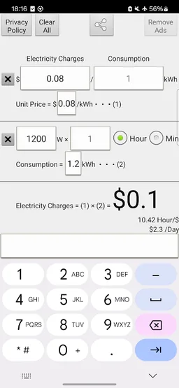 Electricity Calculator screenshot 1