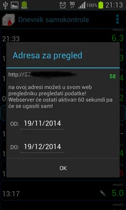 Dnevnik samokontrole dijabetes screenshot 5