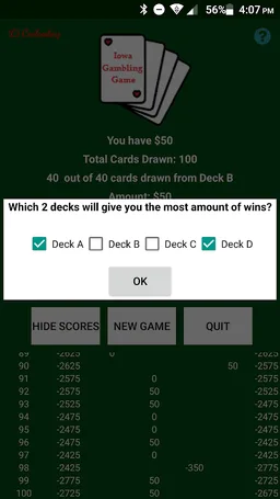 Iowa Gambling Game: Decision Making With Cards screenshot 1