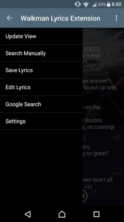 Walkman Lyrics Extension screenshot 4