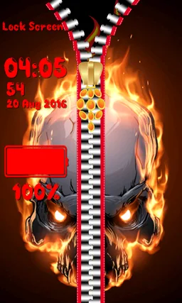 Skulls Zipper Lock Screen screenshot 3