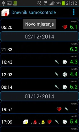 Dnevnik samokontrole dijabetes screenshot 2