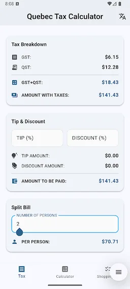 Taxes Quebec screenshot 2