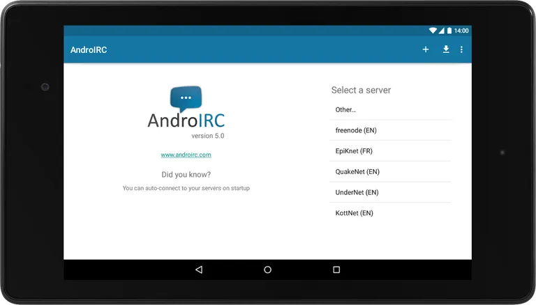 AndroIRC screenshot 3
