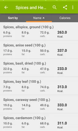Calories in food screenshot 2