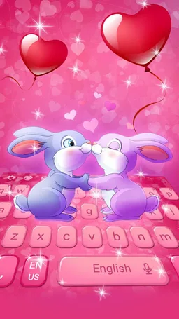 Cute Romantic Bunny in love Emoji keyboard screenshot 3