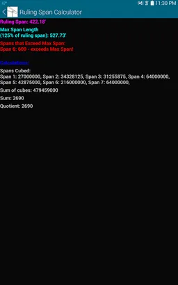 Ruling Span Calculator v2 screenshot 1
