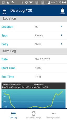 Z dive log Manage & Set SCUBAP screenshot 3