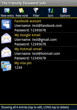 Friendly Password Safe screenshot 1