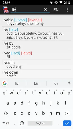 Czech-English offline dict. screenshot 1