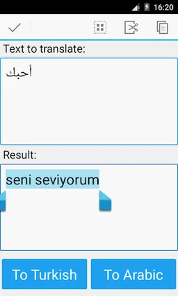 Arabic turkish translator screenshot 1