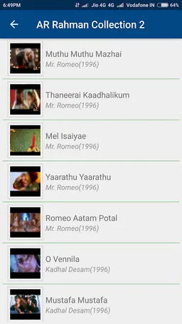 A R Rahman Tamil Hit Songs screenshot 3