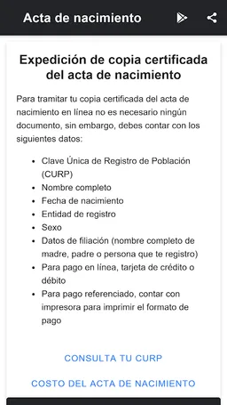Acta de nacimiento screenshot 2