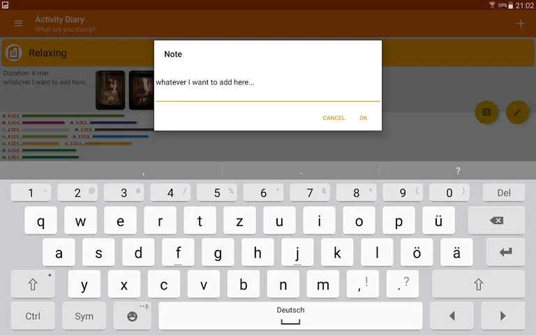 Activity Diary screenshot 2
