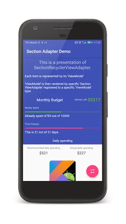 Section Adapter Sample screenshot 2