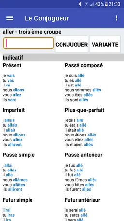 Le Conjugueur Conjugaison (No Ad) screenshot 1