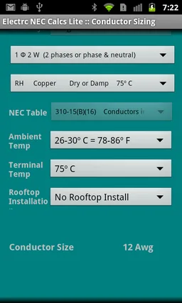 Electrc NEC Calcs Lite screenshot 6