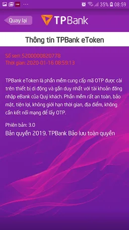 TPBank eToken screenshot 1