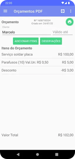 Orçamentos PDF screenshot 3