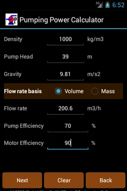 Pumping power calculator Lite screenshot 2