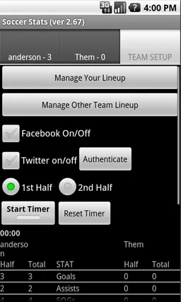 Soccer Stats w/ Timer screenshot 2