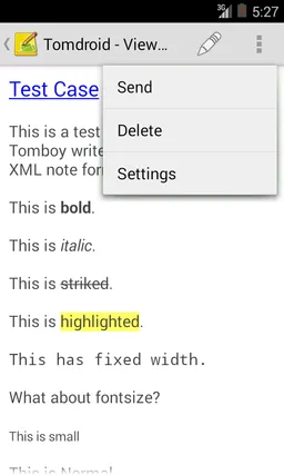 Tomdroid notes screenshot 5