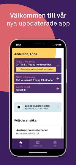 CSN Mina sidor screenshot 1