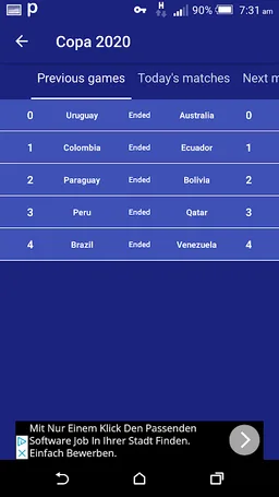 Copa America 2020 Fixture Notificaciones screenshot 1