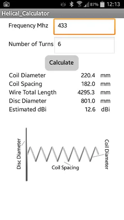 Helical Antenna Calculator screenshot 2
