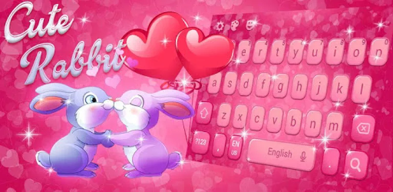 Cute Romantic Bunny in love Emoji keyboard cover image
