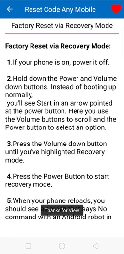 Reset Code Any Mobile Guide screenshot 4