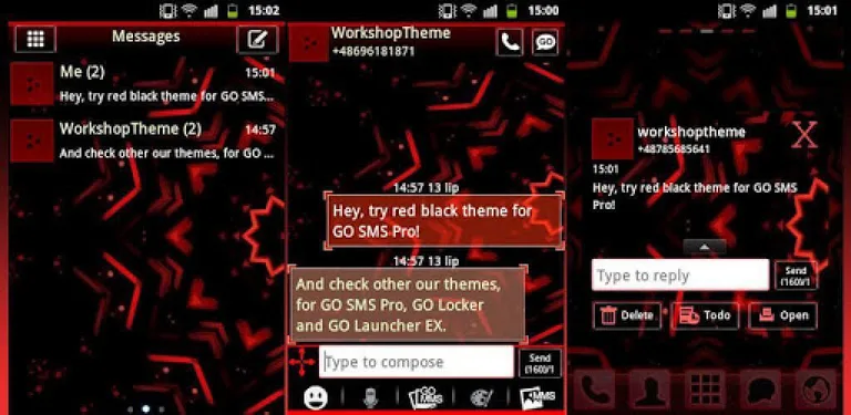 Red Black GO SMS Theme cover image