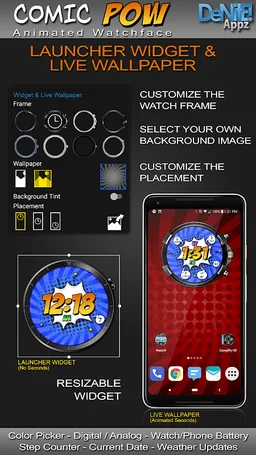 Comic Pow HD Watch Face screenshot 3
