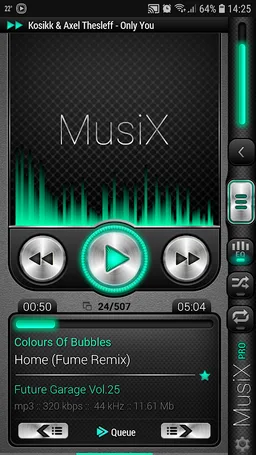 MusiX Hi-Fi Teal Skin for music player screenshot 1