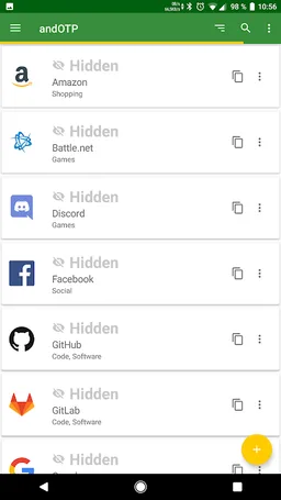 andOTP - Android OTP Authenticator screenshot 1