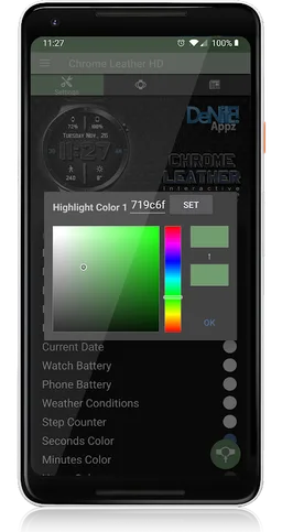Chrome Leather HD Watch Face screenshot 6