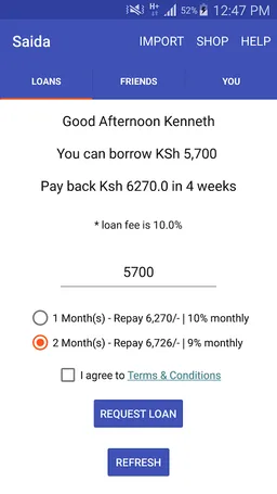 Saida - Loans to your M-Pesa screenshot 1