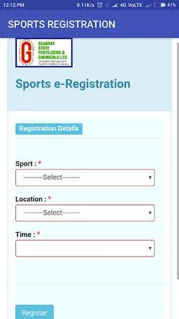 GSFC Sports Registration screenshot 2