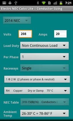 Electrc NEC Calcs Lite screenshot 5