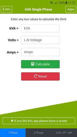 kVA Calculator screenshot 1