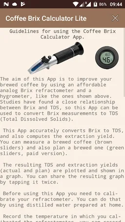 Coffee Brix Calculator Lite screenshot 2