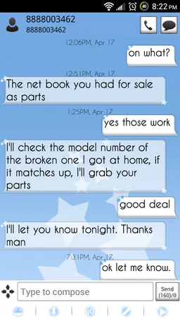 Go SMS Pro Theme Blue Stars screenshot 2