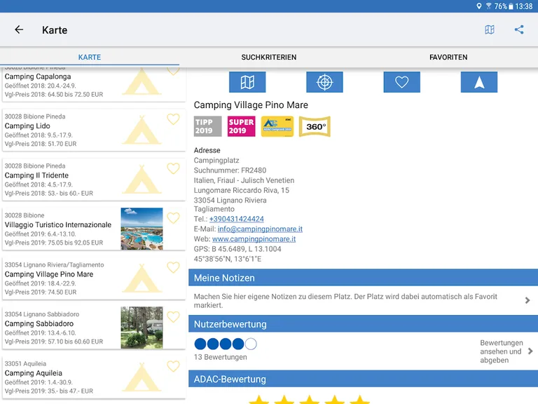 ADAC Camping / Stellplatz 2019 screenshot 6