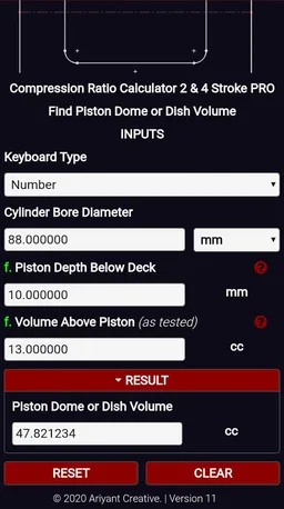 Compression Ratio Calculator 2 & 4 Stroke PRO screenshot 2