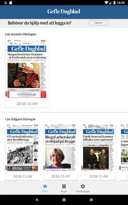 Gefle Dagblad e-tidning screenshot 3