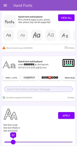 Hand Fonts for FlipFont with Font Resizer screenshot 4