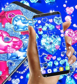 Blue hearts diamonds wallpaper screenshot 4