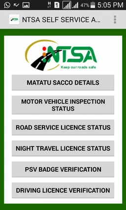 NTSA  APP screenshot 1