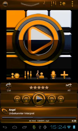 Poweramp skin Black Orange screenshot 8