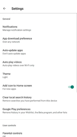 Play Store Settings Shortcut screenshot 3